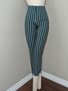 Zara Mini Flare Crop Pants Stretch Leggings Geometric Print S